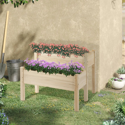 34x34x28 2-Tier Raised Garden Bed, Wooden Planter Box for Vegetables, Herbs, Flowers Elevated Garden Beds at Gallery Canada