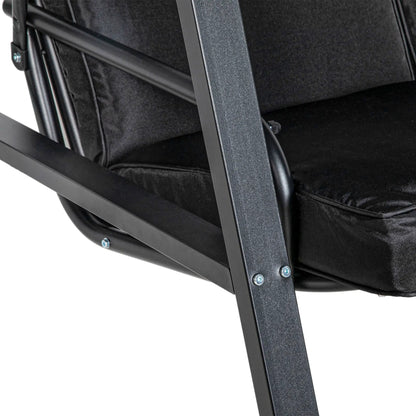 2-Seater Outdoor Porch Swing, Adjustable Canopy, Black Patio Swings with Stand at Gallery Canada