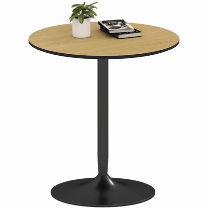 27.6" Round Kitchen Table for 2, Wood Veneer, Steel Base, Natural Dining Tables Natural Wood, Black at Gallery Canada