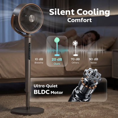 20dB Silent Standing Fan, Oscillating Fan with 12 Speeds, LED Light, WiFi &; Remote Control, 12H Timer Stand Fans at Gallery Canada