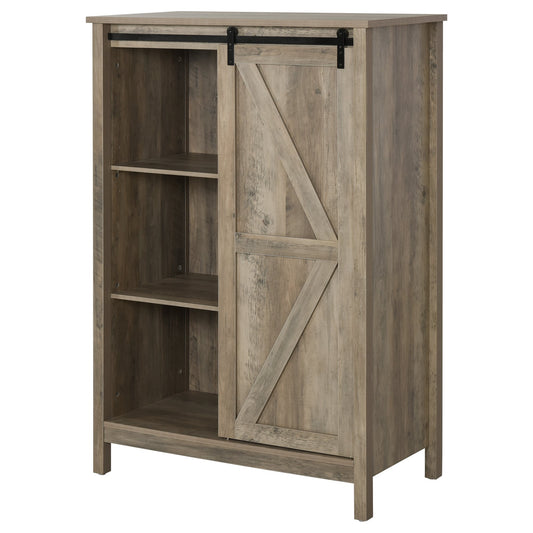 Accent Storage Cabinet, Sideboard, 3-Tier Kitchen Cupboard with Barn Door and Adjustable Shelf, Antique Gray - Gallery Canada