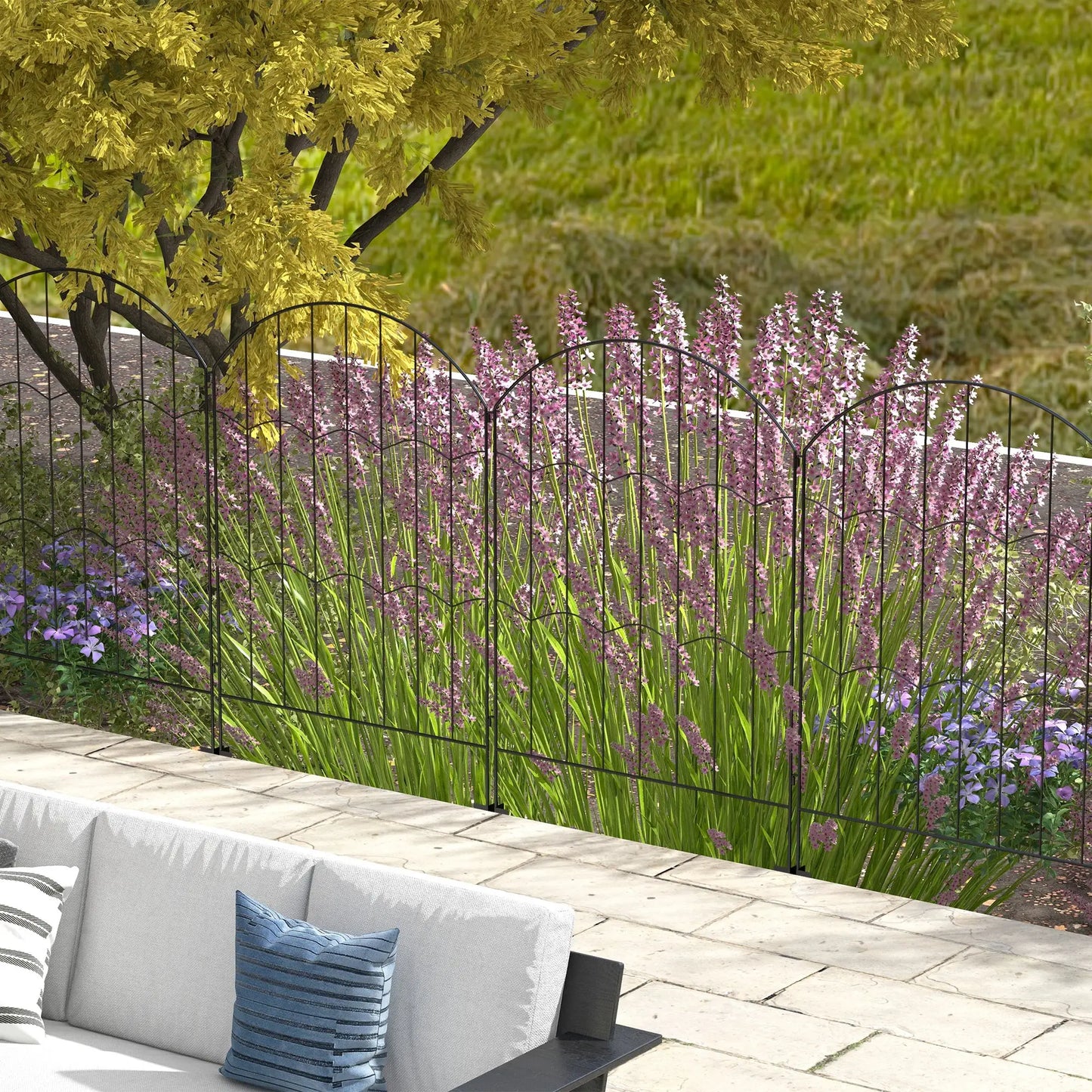 4 Pack Garden Fencing, Decorative Fence Panels, Circle, Wave, Black Garden Fences at Gallery Canada