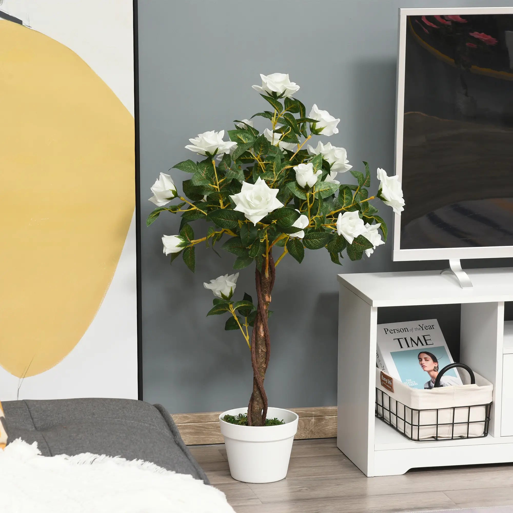 3FT White Rose Artificial Plant In Pot, Fake Plant For Indoor Decor, White Artificial Trees at Gallery Canada