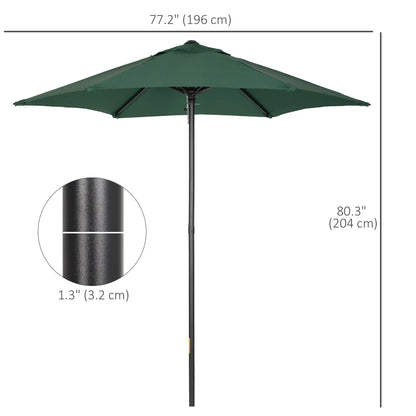 6.6FT Outdoor Patio Umbrella, 6 Solid Ribs, Green Patio Umbrellas at Gallery Canada