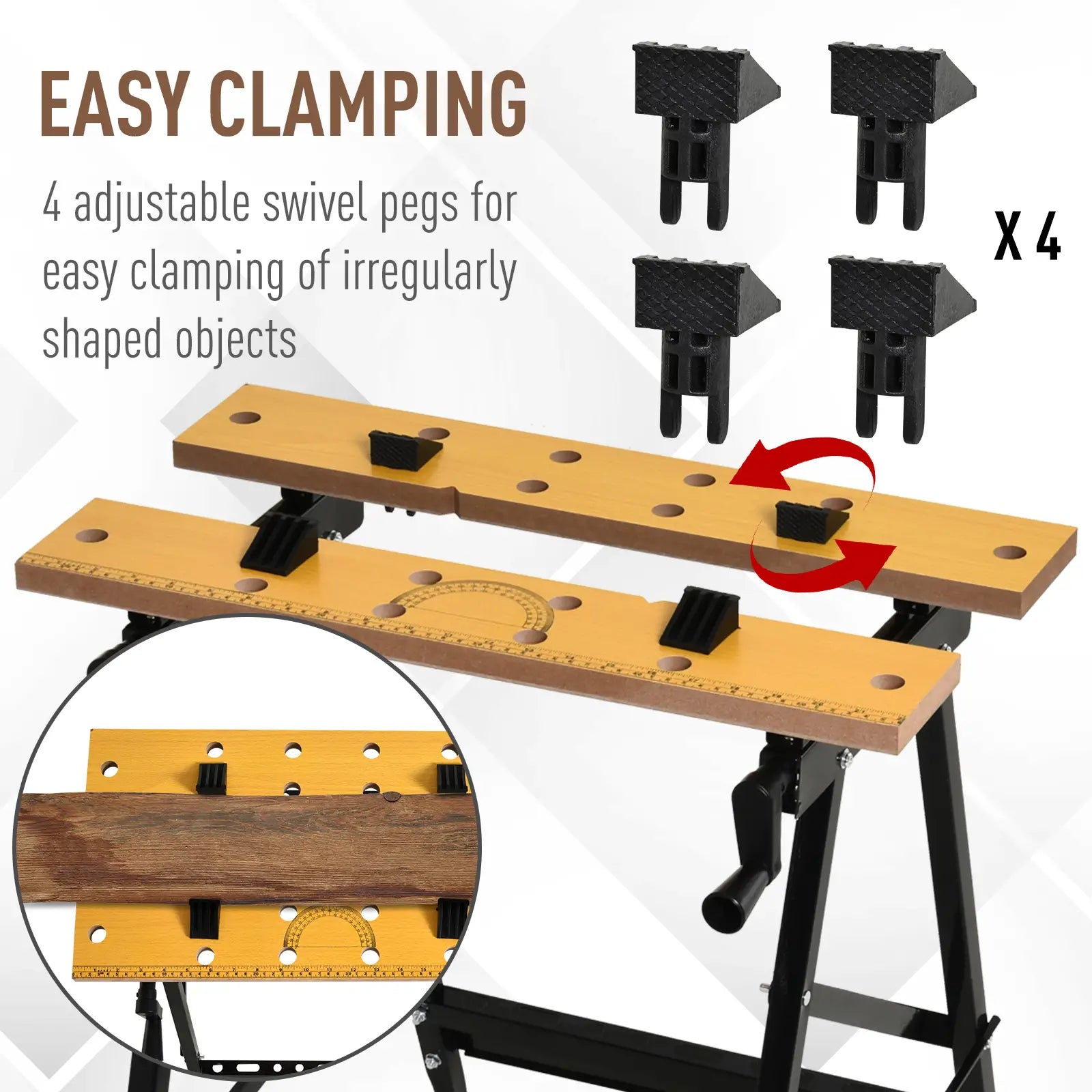 Foldable Work Bench, 4 Adjustable Clamps, MDF Surface, Steel Frame, 100kg/220lbs Capacity Tool Organizers at Gallery Canada