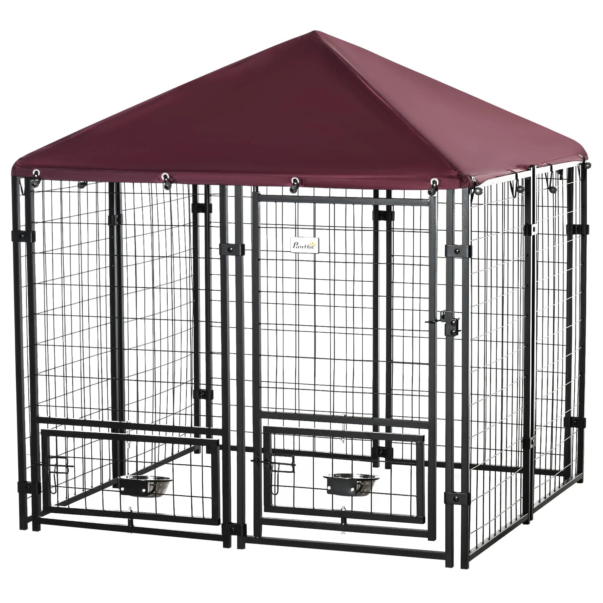 Large Steel Dog Kennel, 4.6ft x 4.6ft x 5ft, Lockable Playpen, UV-Resistant Canopy Houses, Kennels & Pens at Gallery Canada