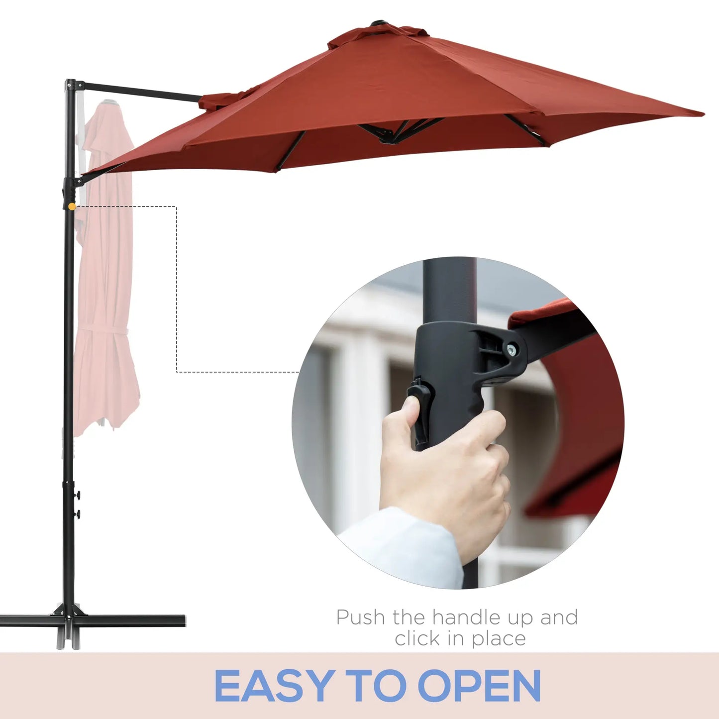 8.5FT Offset Patio Umbrella, 360° Rotation, Wine Red Cantilever Umbrellas at Gallery Canada