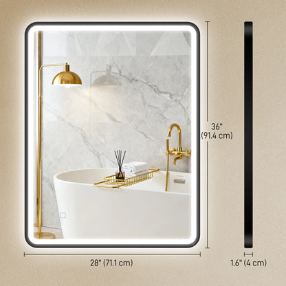 36" x 28" Bath Mirror, LED Lights, Wall Mounted, 3 Colors, Dimmable, Black Bath Accessories at Gallery Canada