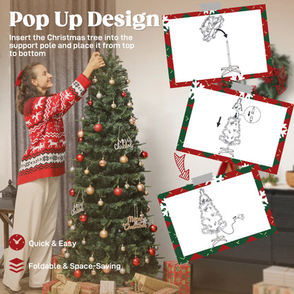 6 ft Prelit Pop Up Christmas Tree, Collapsible Artificial with Metal Stand, Green Pre Lit Christmas Trees at Gallery Canada