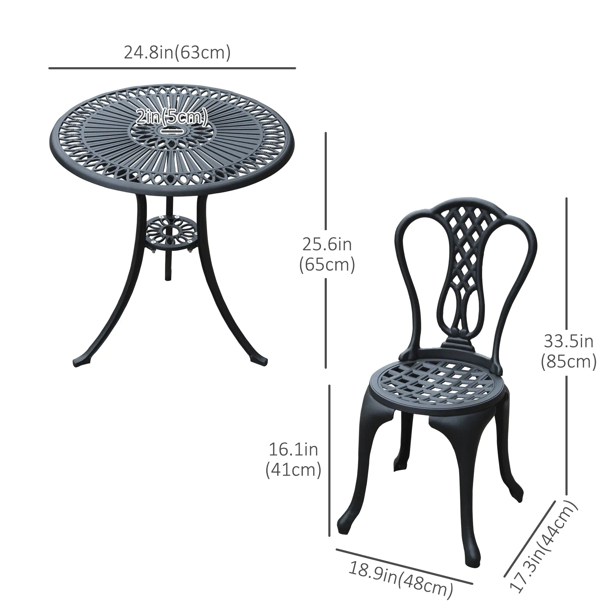3-Piece Antique Outdoor Bistro Set, Cast Aluminum, Black Bistro Sets at Gallery Canada