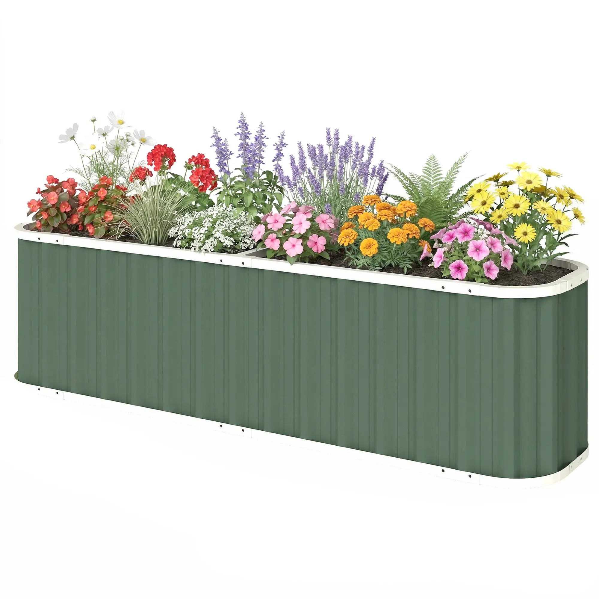 Galvanized Raised Garden Bed, Deep Rot Planter Box, 7' x 2' x 2', Light Green Galvanized Planter Boxes Light Green at Gallery Canada