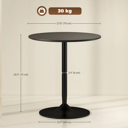 27.6" Round Kitchen Table for 2, Wood Veneer, Steel Base, Black Dining Tables at Gallery Canada