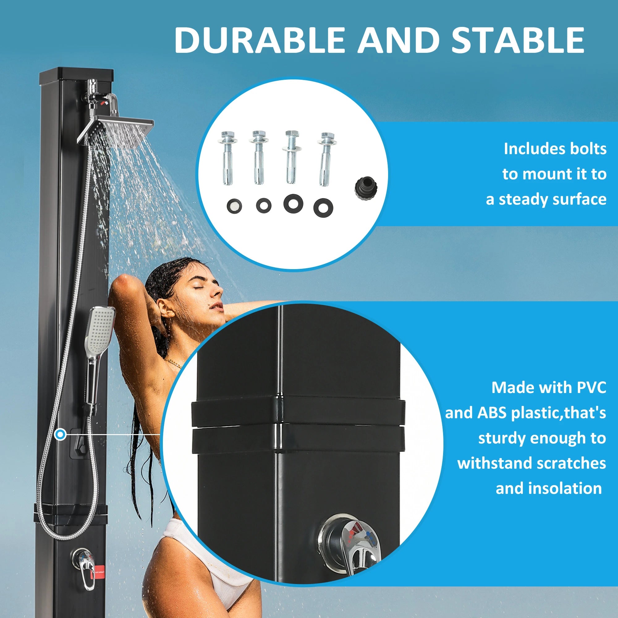 10.6Gal Outdoor Solar Shower, 360 Rainfall, Handheld Head, 60℃ Outdoor Swimming Pools & Hot Tubs at Gallery Canada