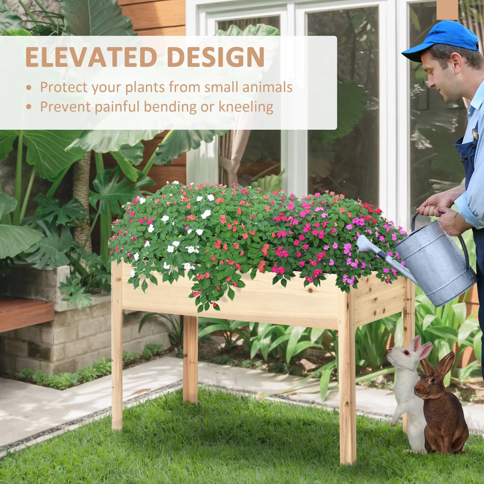 46'' x 24'' Raised Garden Bed, Wooden Elevated Planter Box, Non-Woven Liner Elevated Garden Beds at Gallery Canada