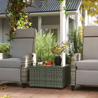 24.4" Patio Coffee Table, PE Rattan Outdoor Side Table, Tempered Glass Top, Light Grey Patio Side Tables at Gallery Canada