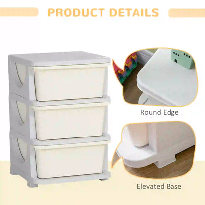 3 Tier Kids Toy Organizer, 3 Plastic Drawers, Cream White Baby & Kids Storage at Gallery Canada