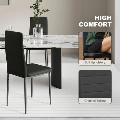 Modern High Back Dining Chairs, PU Leather Upholstered, Set of 6, Black Dining Chairs at Gallery Canada