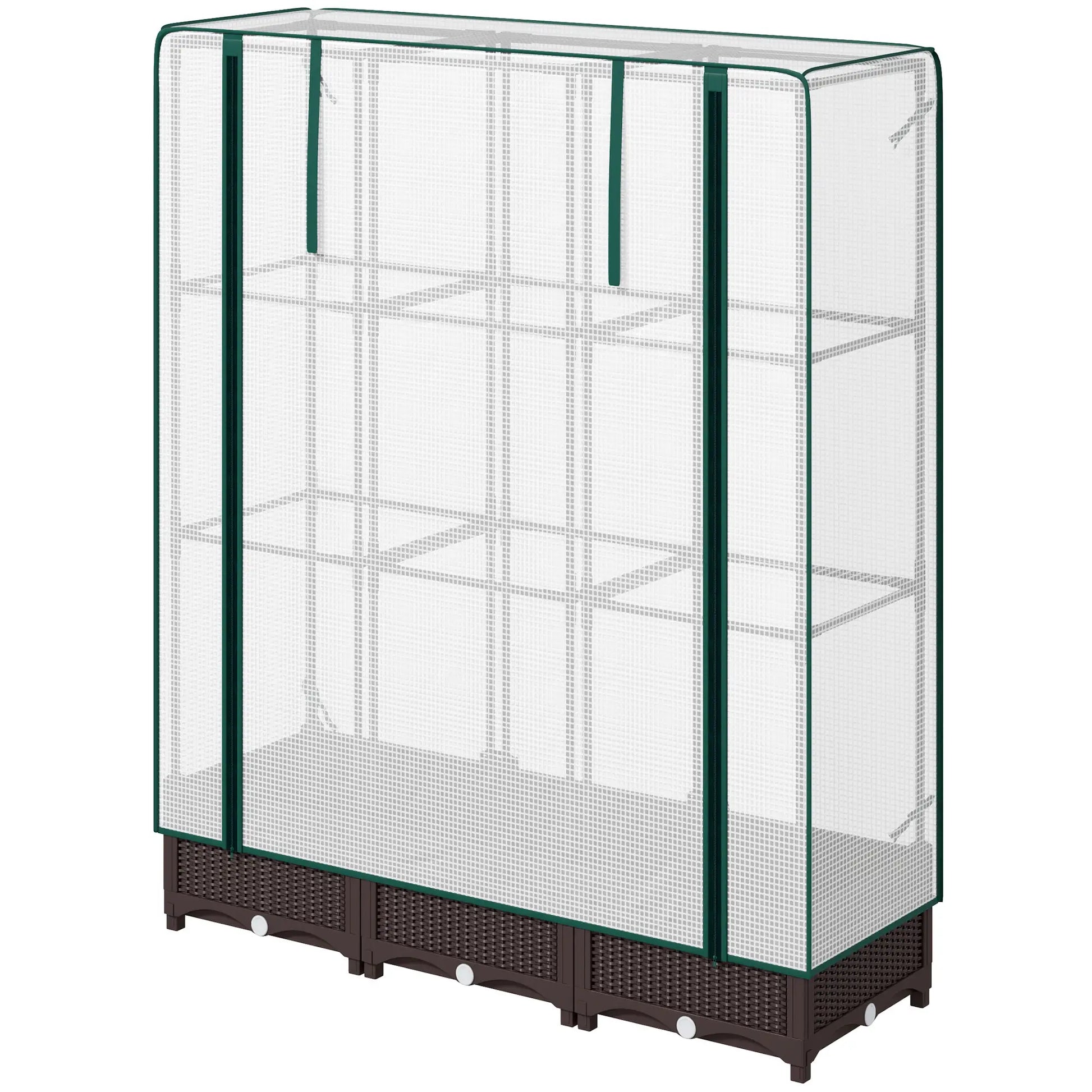 Raised Garden Bed Kit with Trellis, PE Cover, Zipper Door, 47 x 16 x 50 Inch Raised Garden Beds Brown, White at Gallery Canada