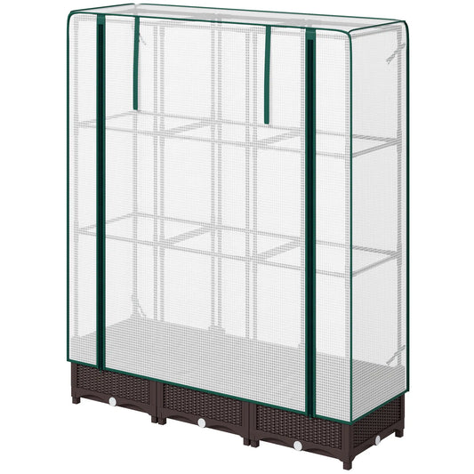 Raised Garden Bed Kit with Trellis, PE Cover, Zipper Door, 47 x 16 x 50 Inch Raised Garden Beds Brown, White at Gallery Canada