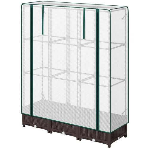 Raised Garden Bed Kit with Trellis, PE Cover, Zipper Door, 47 x 16 x 50 Inch