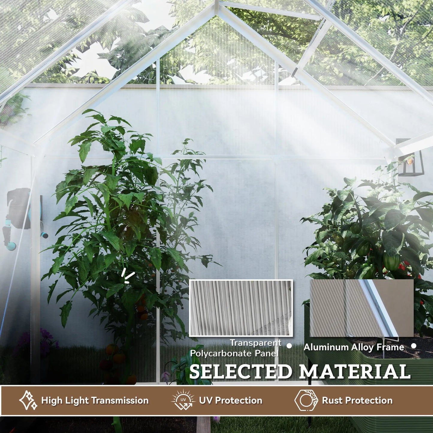 6' x 4' Walk-In Greenhouse, Polycarbonate, Sliding Door, Window, Aluminium Frame, Silver Walk In Greenhouses at Gallery Canada