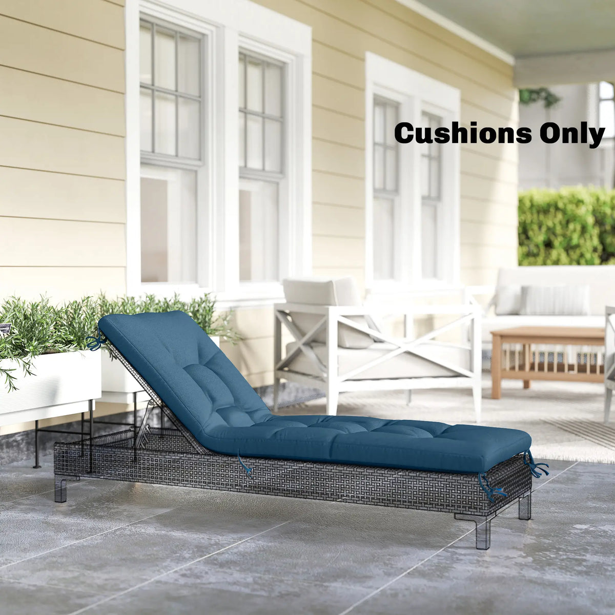 Patio Lounge Chair Cushion, UV50+ with Straps, 78 x 25.6 inch, Blue Patio Chair Cushions at Gallery Canada