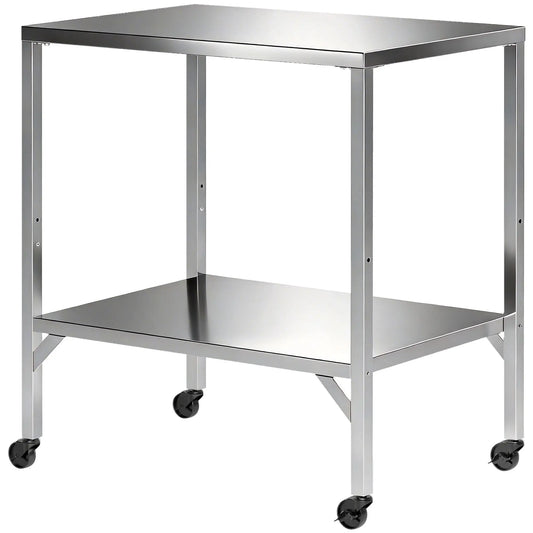 Outdoor Grill Cart, Stainless Steel Tabletop, Pizza Oven Stand, Lockable Wheels Outdoor Grill Carts Silver at Gallery Canada