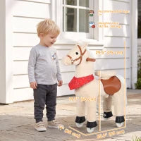 Kids Ride On Horse Toy, Plush Pony, Light Brown