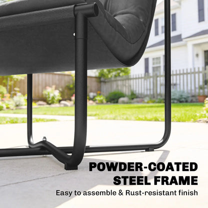 Outdoor Patio Chair, Comfy Sling Lounge With Cushion, Steel Frame, Dark Grey Patio Chairs at Gallery Canada
