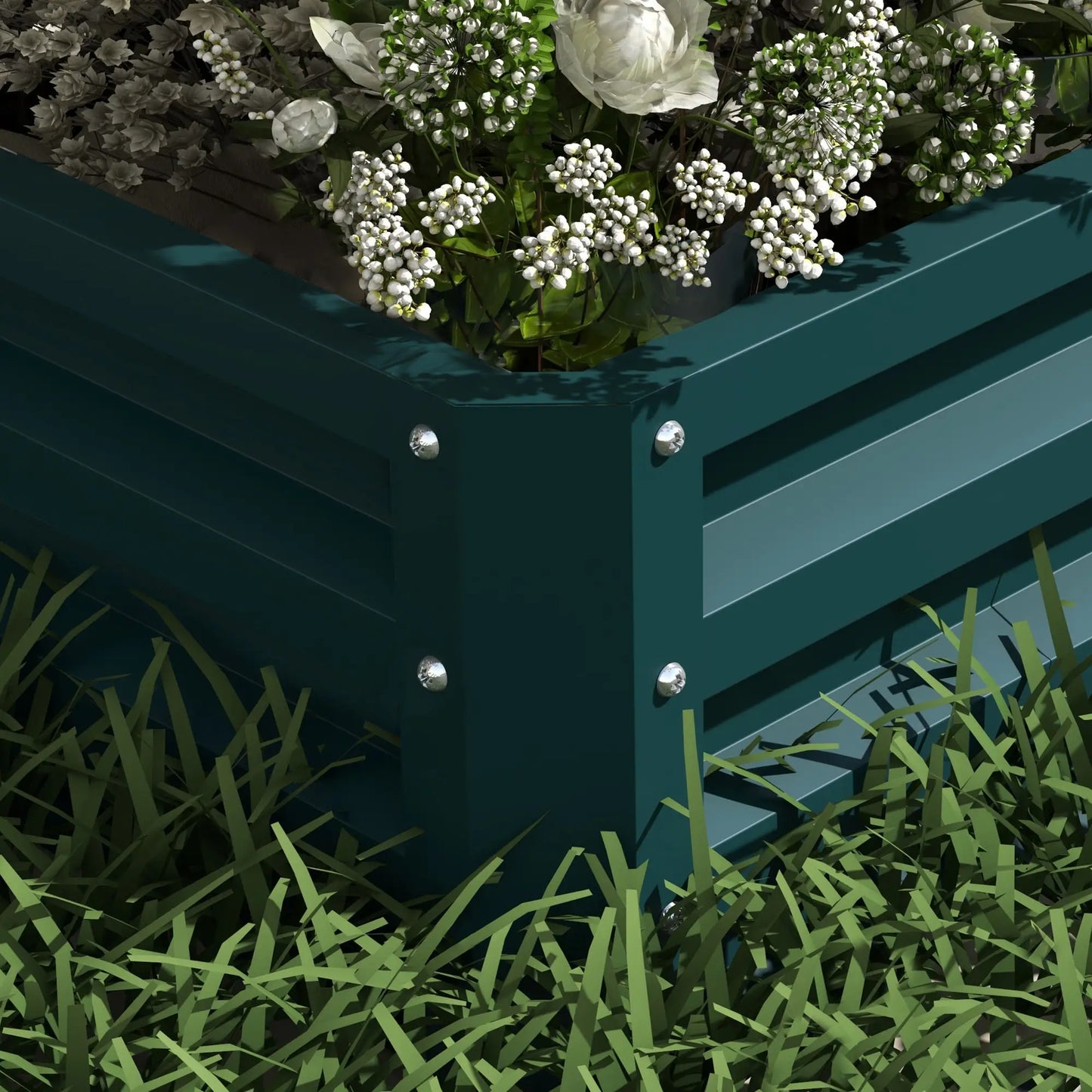 2 Tier Galvanized Raised Garden Bed, Steel Planter Box, 47" x 40" x 23", Green Raised Garden Beds at Gallery Canada