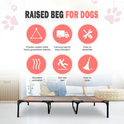 Elevated Dog Bed, XL Dog Cot, 48" x 36" x 9", Coffee Elevated Dog Beds at Gallery Canada