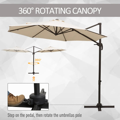 10ft Cantilever Patio Umbrella, 360° Rotation, Crank, Cream Cantilever Umbrellas at Gallery Canada