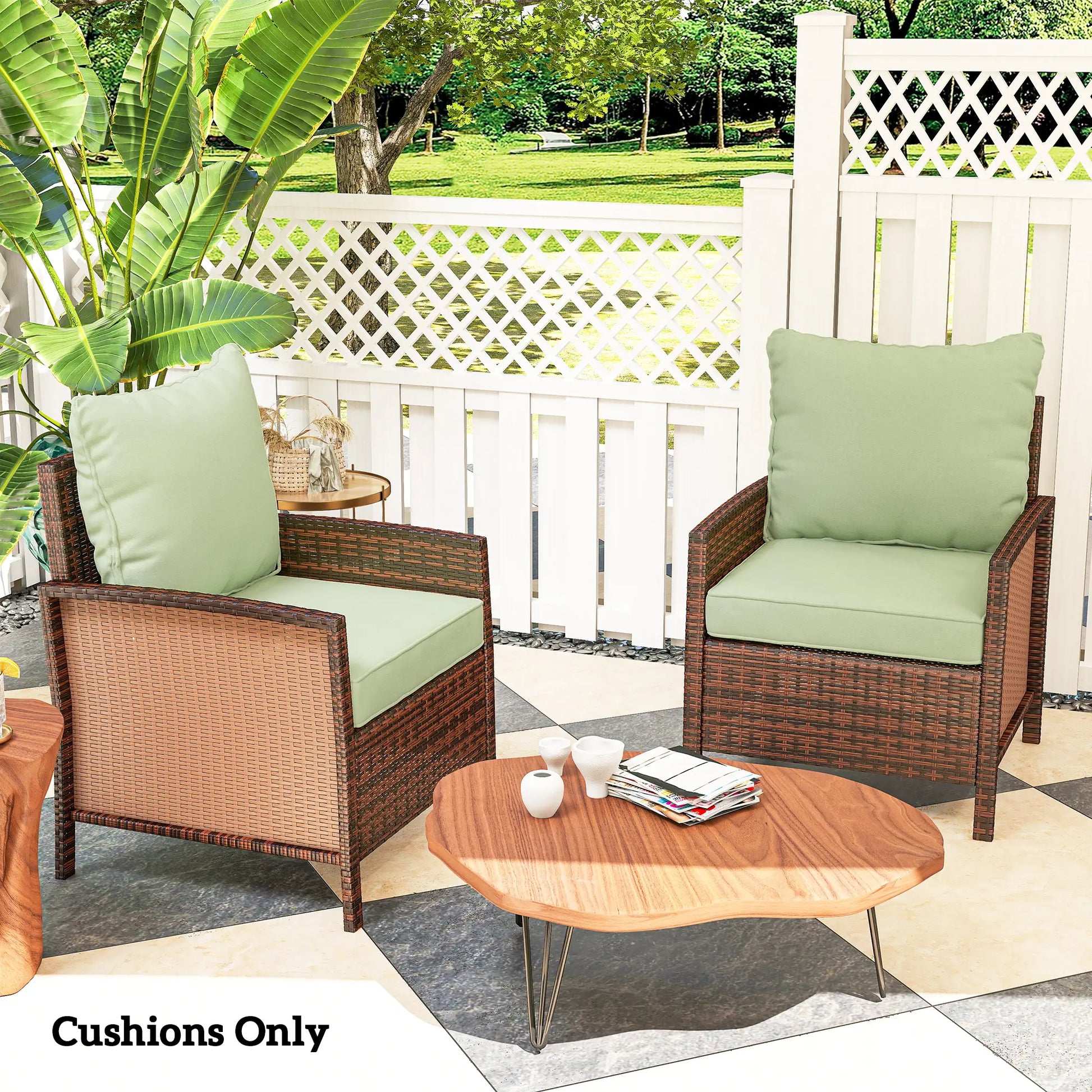 4-Piece Seat Cushion Pillows, Patio Chair Cushions Set, Indoor Outdoor, Green Patio Chair Cushions at Gallery Canada