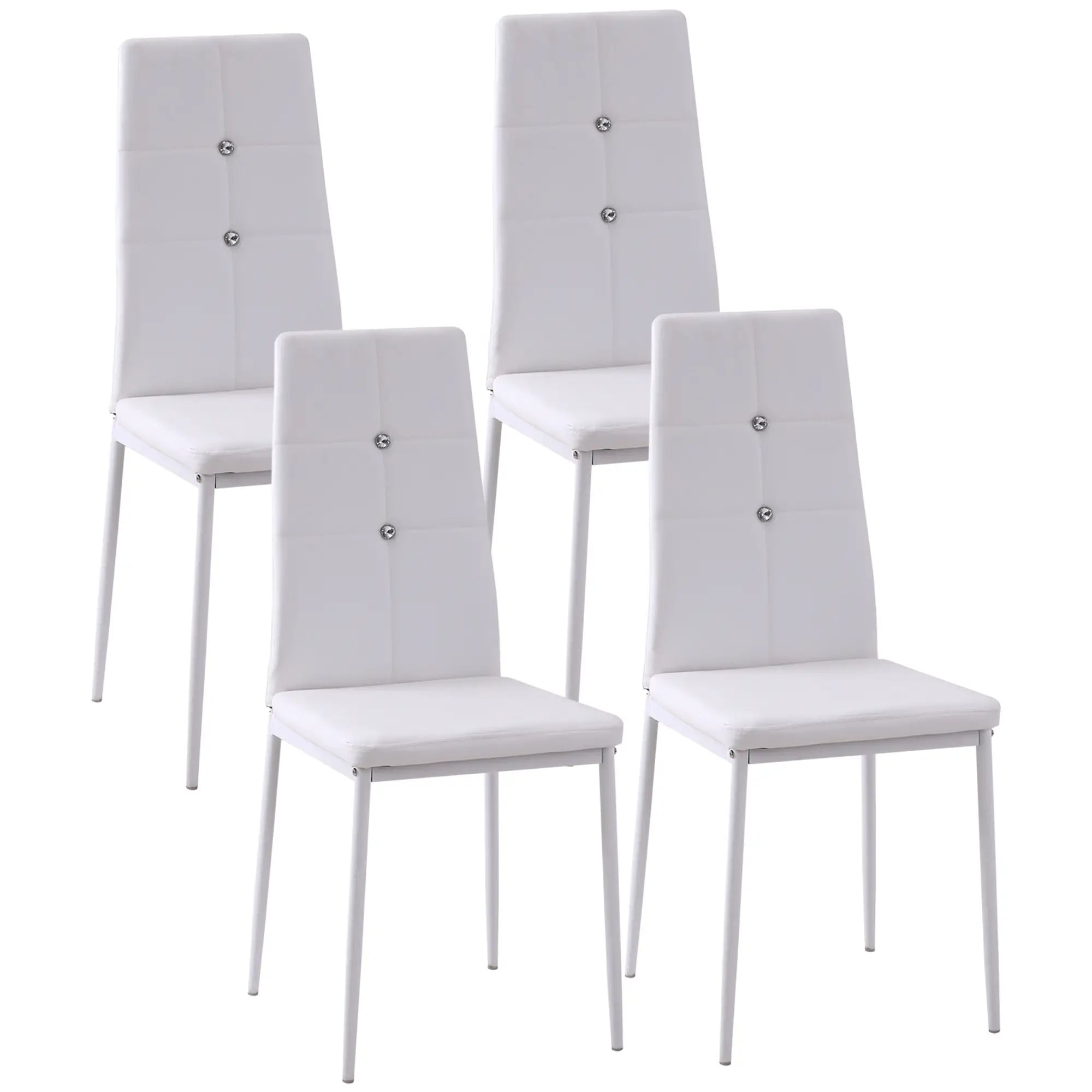 Modern Dining Chairs, Set of 4, Button Tufted High Back, White Bar Stools White at Gallery Canada