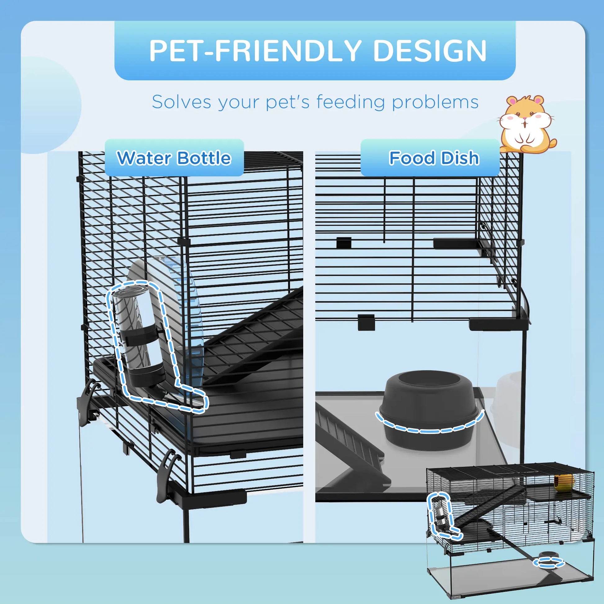 Hamster Cage, Gerbil Cage With Glass Basin, Black Hamster Cages at Gallery Canada