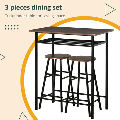 3-Piece Counter Height Bar Table Set, 1 Table 2 Stools, Black Oak, Black Bar Sets at Gallery Canada