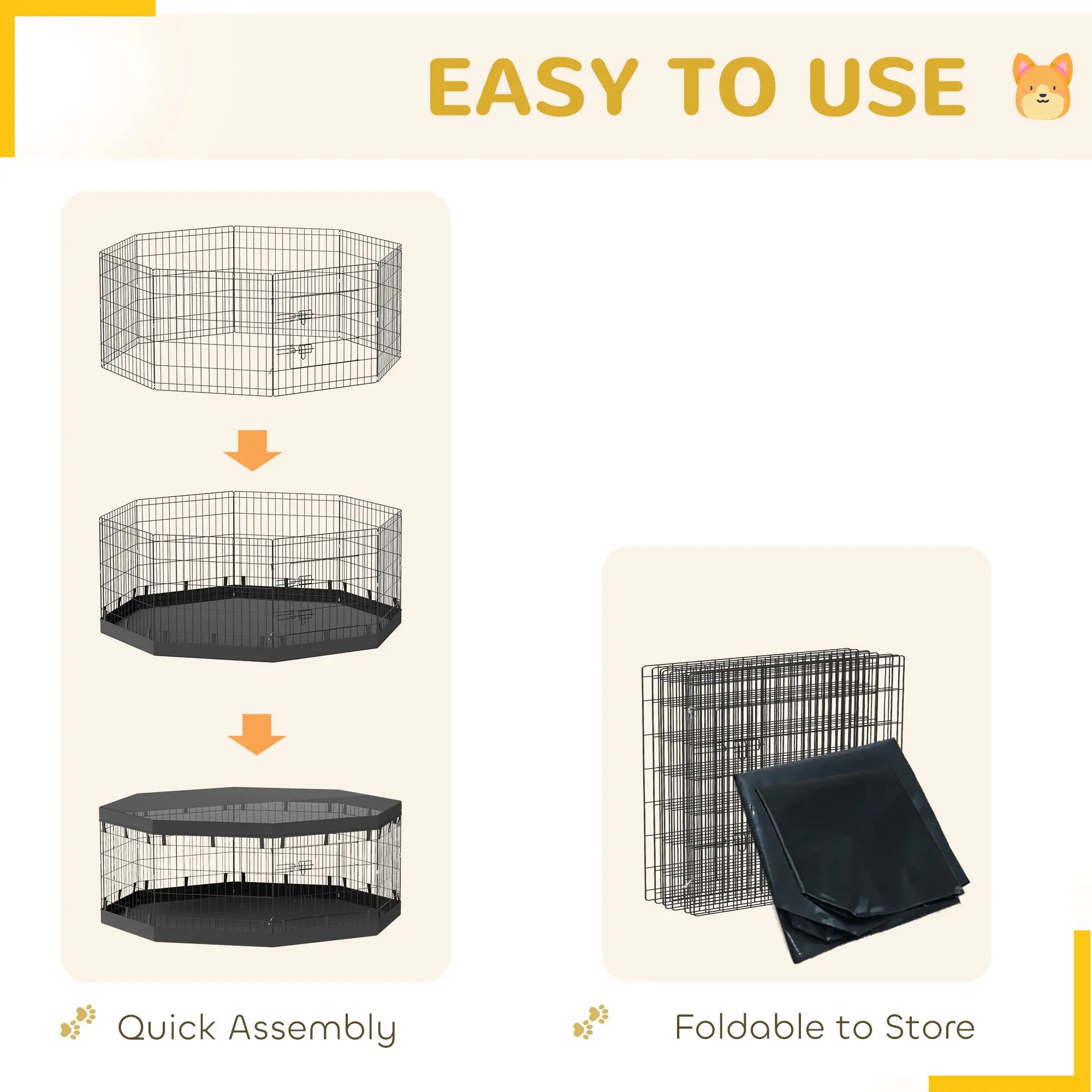 8 Panels Foldable Dog Playpen, 24