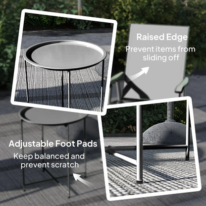 18" Outdoor Side Table, Removable Tray, Folding Legs, Black Patio Side Tables at Gallery Canada