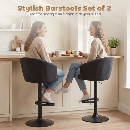 Adjustable Bar Stools Set of 2, Upholstered Kitchen Stools, Steel Frame, Black Bar Stools at Gallery Canada