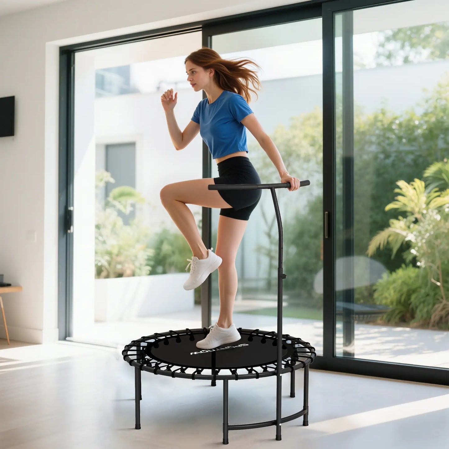 40" Foldable Rebounder Trampoline, Quiet Bungee, Black Trampolines at Gallery Canada