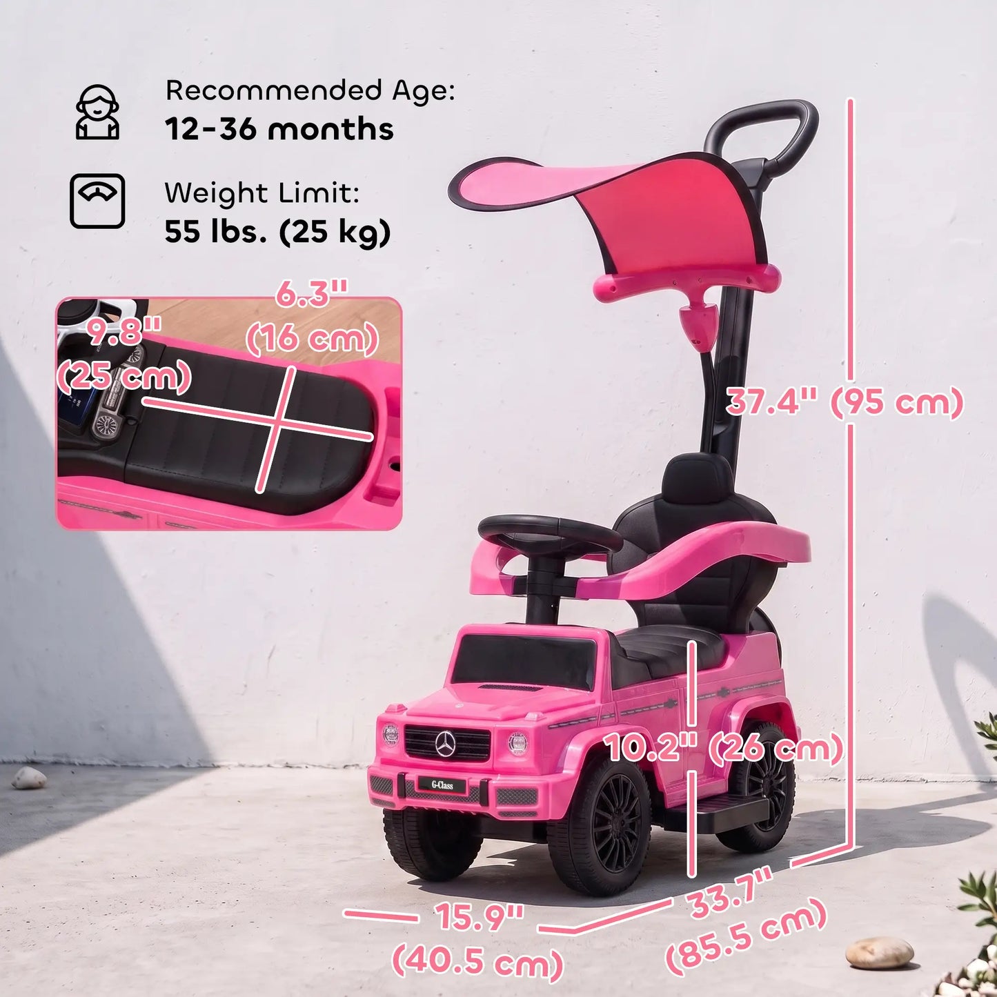 Mercedes-Benz G350 Licensed Push Car, Pink