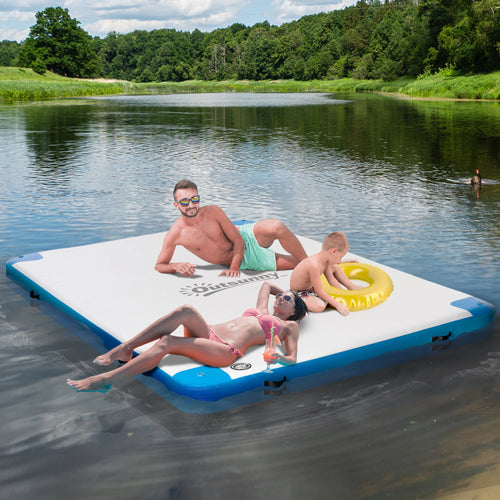 10' x 7' Inflatable Floating Dock, for Pool, Beach, Ocean, Blue