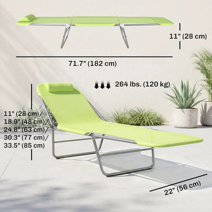 Portable Adjustable Reclining Lounge Chair, Folding Chaise, Light Green Lounger Chairs at Gallery Canada