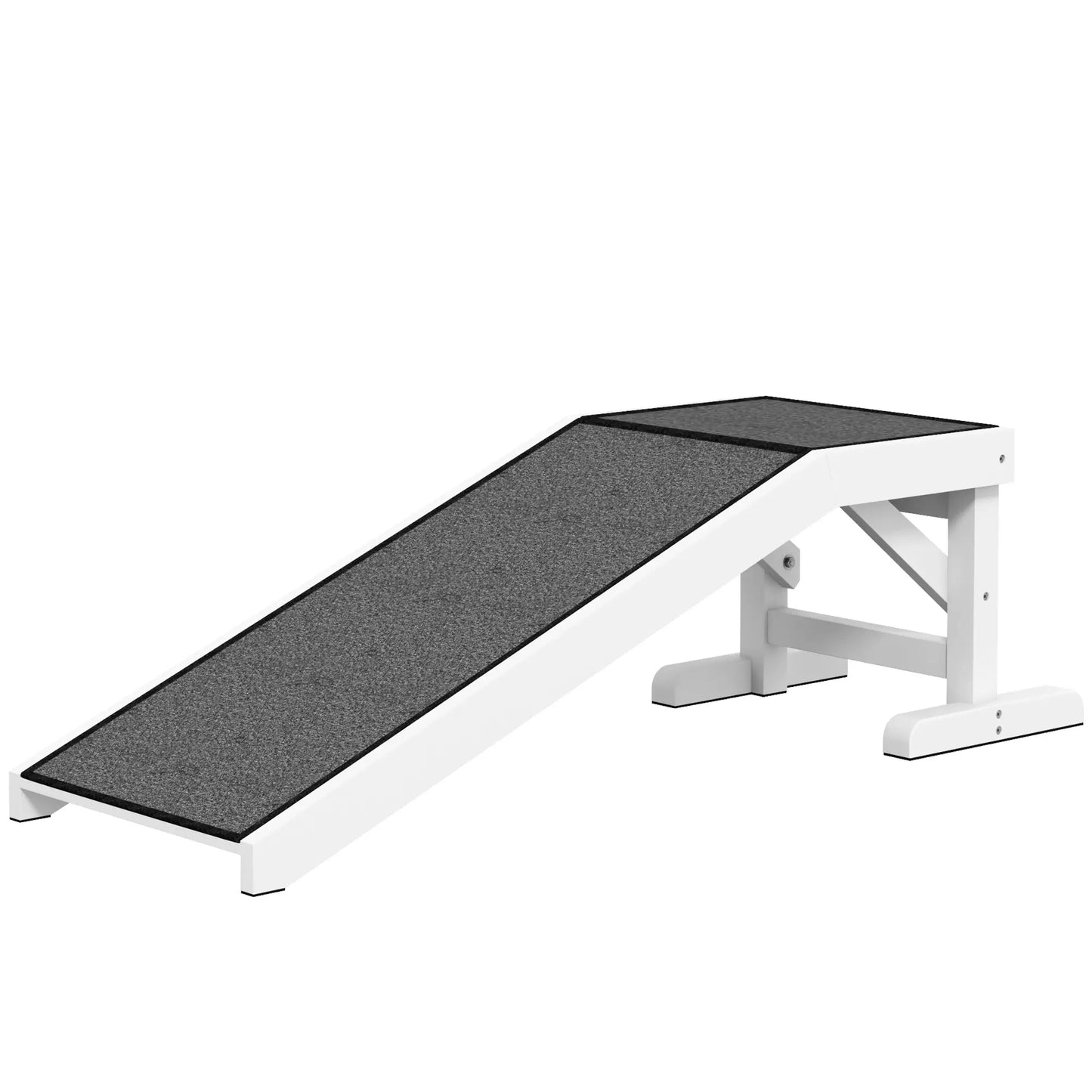 Pet Ramp, Dog Cat Bed Steps, Non-Slip Carpet, 49"L x 16"W x 14"H, White Grey Dog Stairs White, Grey at Gallery Canada