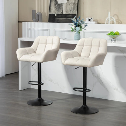 Swivel Barstools Set of 2, Adjustable Height, PU Leather, Cream White Bar Stools at Gallery Canada