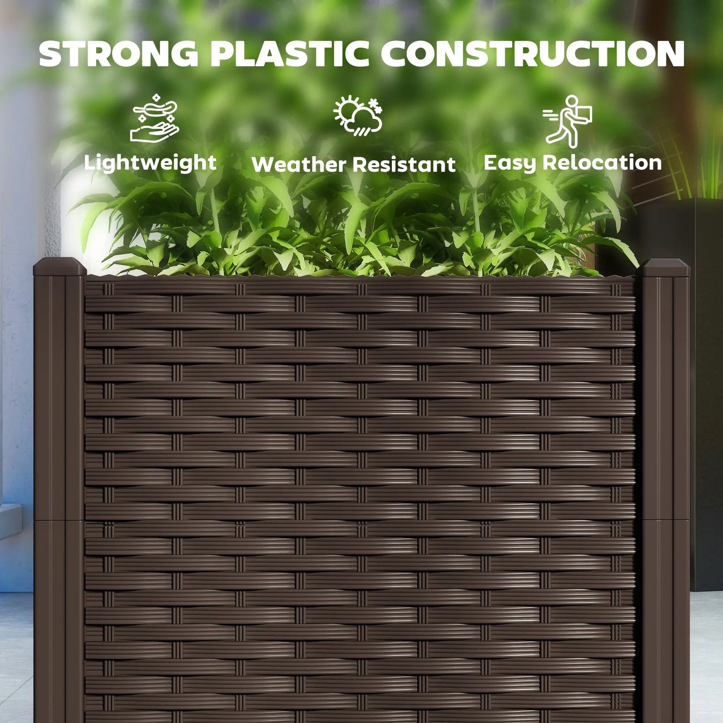 Plastic Raised Garden Bed, Outdoor Planter Box, 63" x 15.7" x 14.6", Brown Raised Garden Beds at Gallery Canada