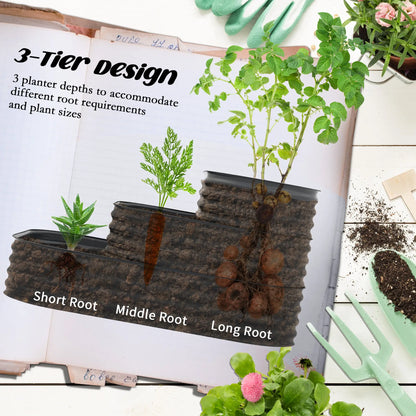 5.2'x3.6'x2.7' Outdoor Raised Garden Bed, 3-Tier Galvanized Planter Box, Grey Raised Garden Beds at Gallery Canada