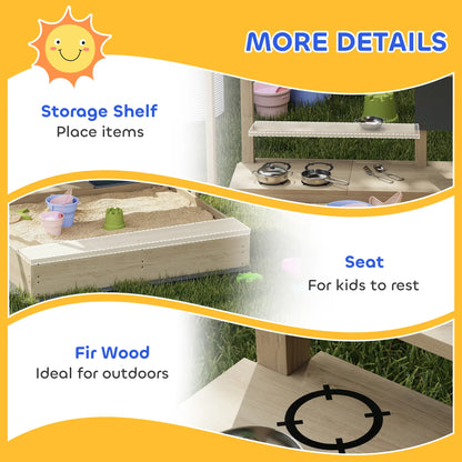 Kids Sandbox with Cover, Wooden Sand Box with Seat, Storage, 3-7 Years, Natural Wood Sandboxes & Accessories at Gallery Canada