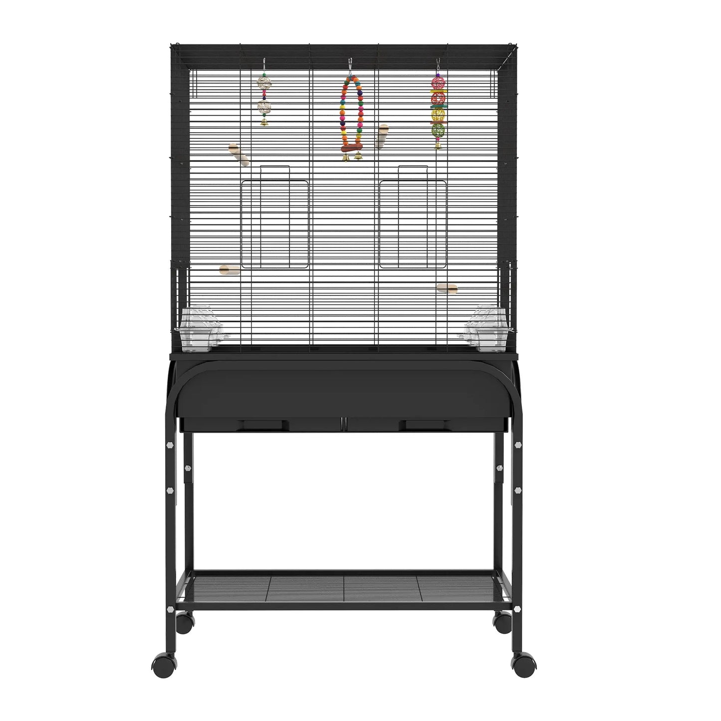 51" Bird Cage with Rolling Stand, Toys, for Budgies Canaries Finches, Black Bird Cages at Gallery Canada
