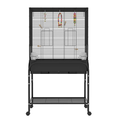 51" Bird Cage with Rolling Stand, Toys, for Budgies Canaries Finches, Black Bird Cages at Gallery Canada